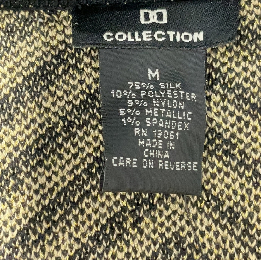DD Collection Cardigan Luxury Chevron Black and Gold, Silk Blend, Size M - Picture 5 of 8